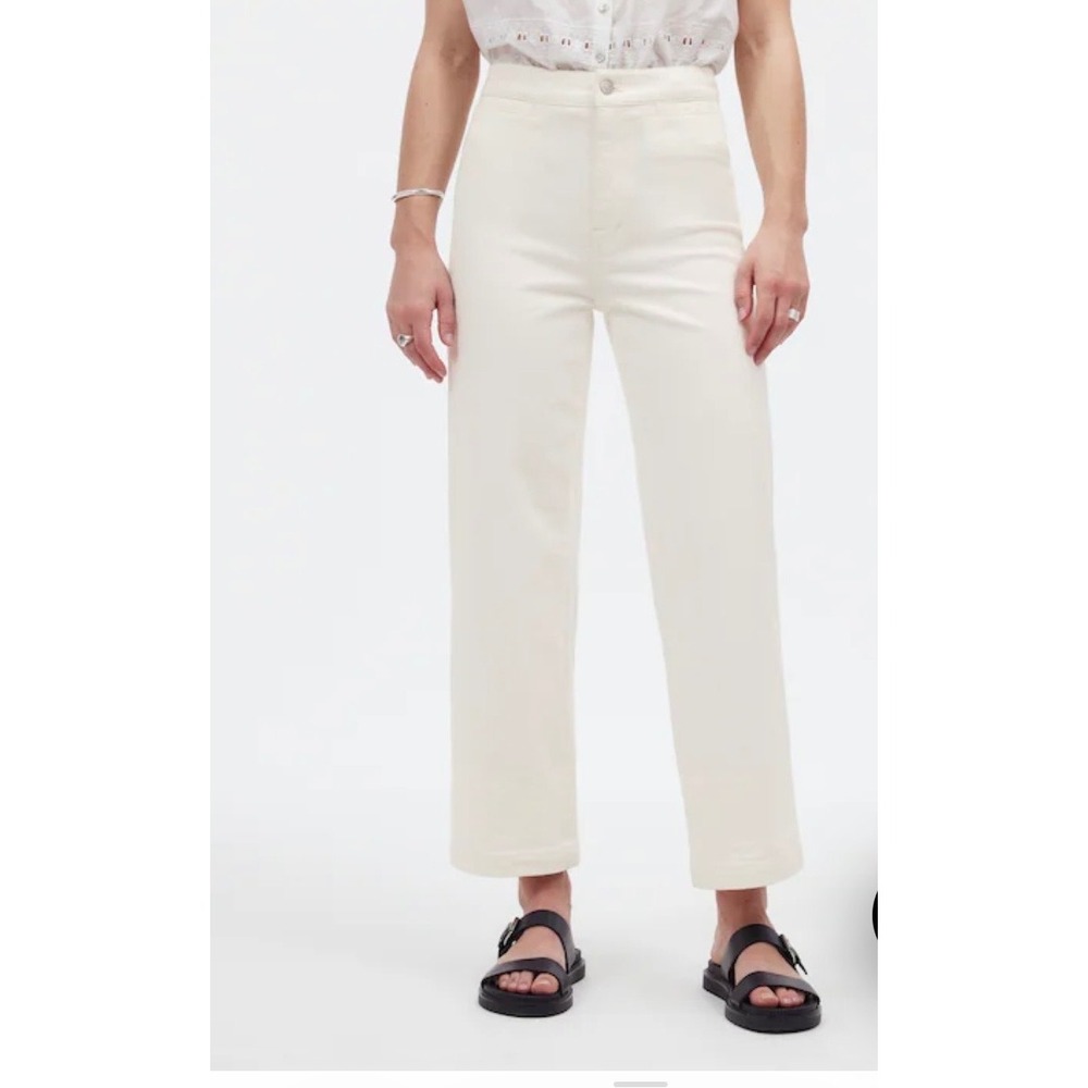 Madewell Emmett Wide-Leg Pants White High Rise Denim Trousers Size 27 - Picture 10 of 12
